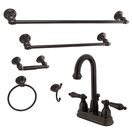 Kingston Brass KBK3615AL 4" Bathroom Faucet W/ 5-Piece Bathroom Hardware Combo, Bronze KBK3615AL